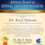 Dr. Kurt Simons appointed to the International Medical Advisory Board on Spinal Decompression